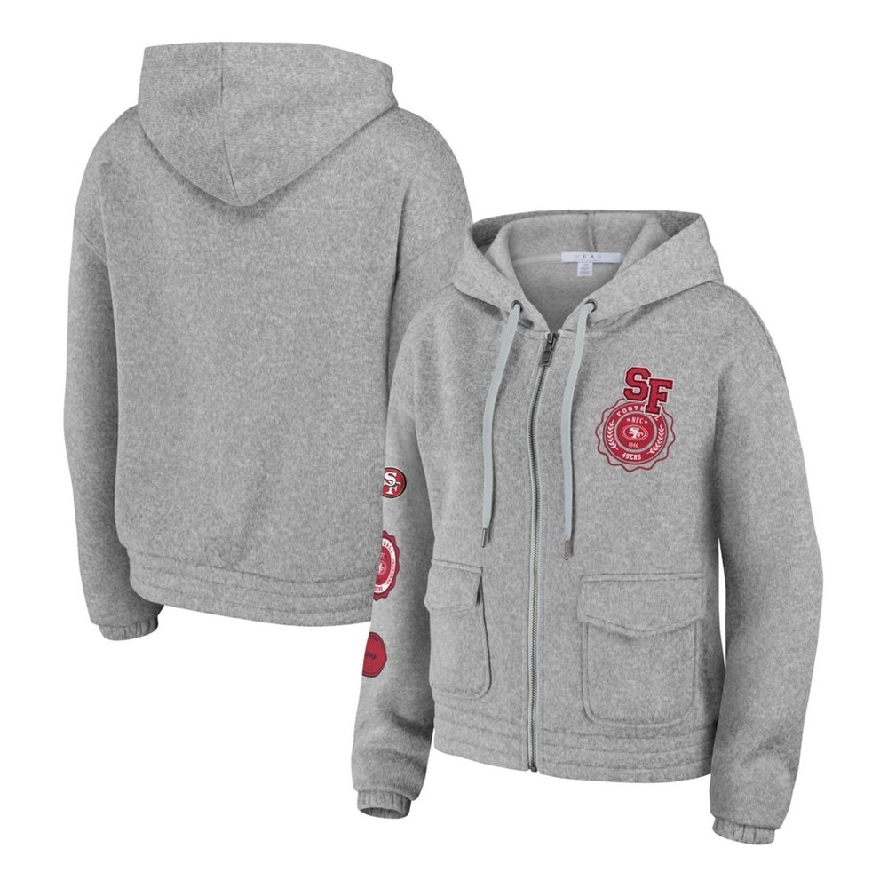 New WEAR by Erin Andrews Officially‎ Licensed NFL Cropped Full-Zip Hoodie